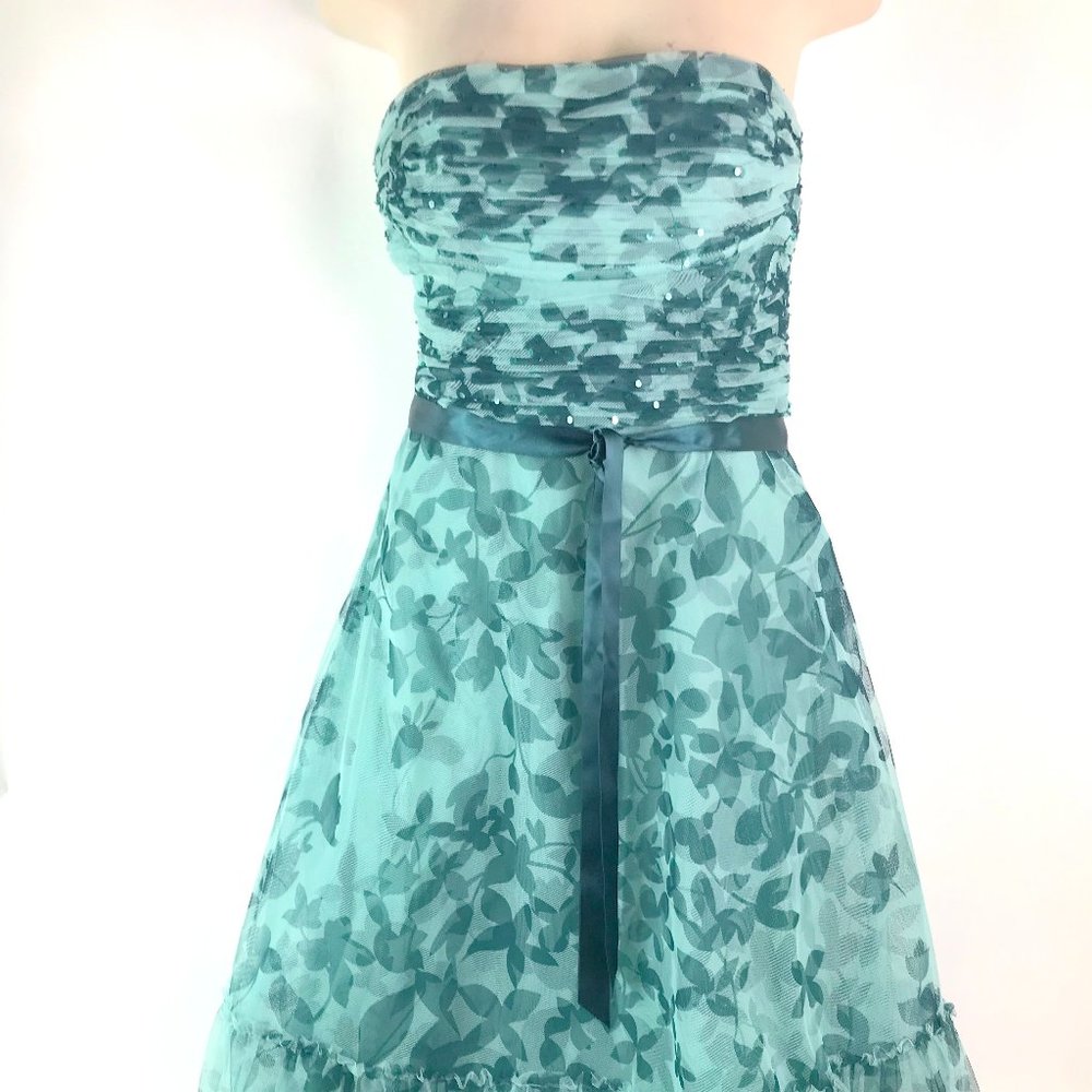 BCBG Max Azira Mint Green Floral Strapless Event Dress